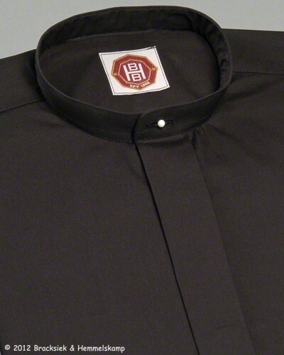 Stehbundhemd (schwarz), verdeckte Knopfleiste, klassischer Schnitt